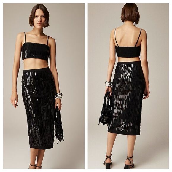 J. Crew Collection Sequin Fringe Midi Skirt. Size XL. NWT.